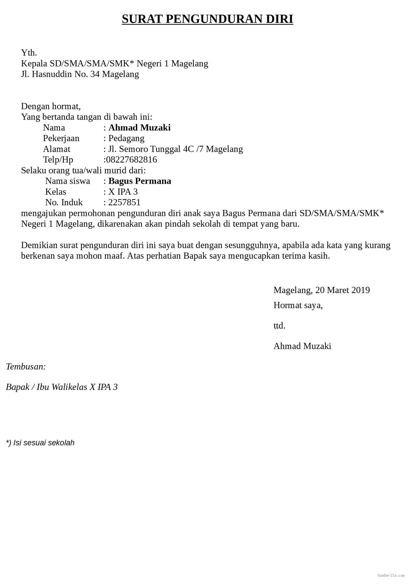 Contoh Surat Resign Kerja Singkat Sopan dan Alasan Masuk Akal